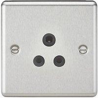 Knightsbridge 5A 1-Gang Unswitched Socket Brushed Chrome with Black Inserts (401TY)