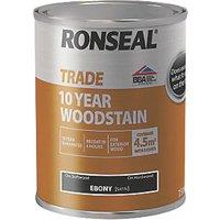 Ronseal 750ml Ebony Satin Water-Based Exterior Wood Stain (403VT)