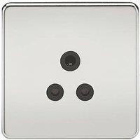 Knightsbridge 5A 1-Gang Unswitched Socket Polished Chrome with Black Inserts (404TY)