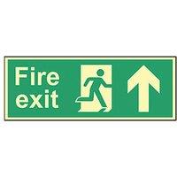 Essentials Photoluminescent "Fire Exit Man Up Arrow" Sign 150mm x 450mm (405FG)