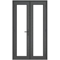 Crystal Anthracite Grey Triple-Glazed uPVC French Door Set 2090mm x 1290mm (405JN)