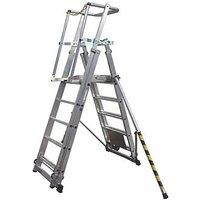 Boss 3.38m Aluminium 2 x 9 Step Telescopic Platform Ladder With Handrail (406PG)