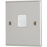 Contactum iConic 1-Gang Slave Telephone Socket Brushed Steel with White Inserts (406RK)