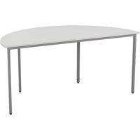 TC Group Semi-Circular Office Table White/Silver 1600mm x 800mm (408TT)