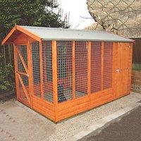 Shire 13' 6" x 6' 6" (Nominal) Apex Shiplap T&G Timber Dog Kennel (4090X)