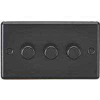 Knightsbridge 3-Gang 2-Way LED Intelligent Dimmer Switch Matt Black (410PY)