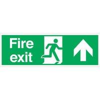 Essentials Non Photoluminescent "Fire Exit Arrow Up" Signs 150mm x 450mm 100 Pack (412FX)