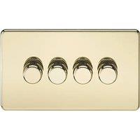 Knightsbridge 4-Gang 2-Way LED Intelligent Dimmer Switch Polished Brass (412PY)