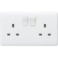 Knightsbridge Curved Edge 13A 2-Gang DP Switched Plug Socket White (414YA)