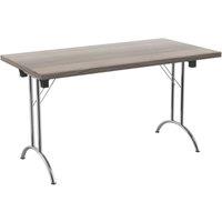 TC Group One Union Rectangular Folding Table Grey Oak/Silver 1400mm x 700mm (415TT)