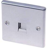 LAP 1-Gang Slave Telephone Socket Brushed Stainless Steel (41622)