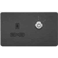 Knightsbridge 13A Key Switch 1-Gang DP Switched Socket Anthracite with Black Inserts (416TY)