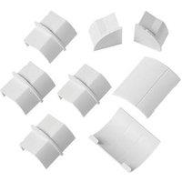 D-Line Plastic White Decorative Trunking Floor Trim Accessories Pack 8 Pcs (4175F)