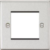 Knightsbridge Raised Square 2-Module Modular Faceplate Brushed Chrome (418YA)