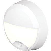 4lite Pylus Outdoor Round LED Wall & Ceiling Bulkhead with Eyelid Cover With PIR Sensor White 12.5W 660lm (419VH)
