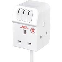 Masterplug 13A 3-Gang Switched Surge-Protected Extension Lead White 2m (420JR)