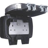 British General IP66 13A 2-Gang SP Weatherproof Outdoor Switched Socket (420XH)