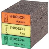 Bosch Expert Superfine/Fine/Medium Grit Multi-Material Hand Sanding Sponges 97mm x 67mm 3 Pack (421VV)