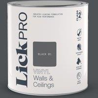 LickPro 2.5Ltr Black 01 Vinyl Matt Emulsion Paint (423TM)