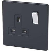 Varilight 13AX 1-Gang DP Switched Plug Socket Jet Black with Black Inserts (42480)