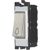 Contactum Decorative 10AX 1-Way Grid Retractive Bell Push Switch Brushed Steel with White Inserts (424RR)
