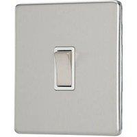 Contactum Lyric 10AX 1-Gang Intermediate Switch Brushed Steel with White Inserts (425RP)