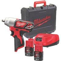 Milwaukee M12 BIW38-202C 12V 2 x 2.0Ah Li-Ion RedLithium Cordless Sub Compact Impact Wrench (426GE)