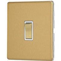 Contactum Lyric 10AX 1-Gang Intermediate Switch Brushed Brass with White Inserts (426RP)