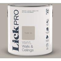 LickPro 2.5Ltr Taupe 01 Vinyl Matt Emulsion Paint (428TM)