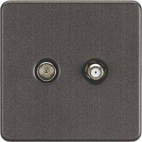 Knightsbridge 2-Gang Isolated Coaxial TV & F-Type Satellite Socket Smoked Bronze (428TY)
