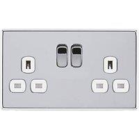 Arlec 13A 2-Gang SP Switched Socket Polished Chrome with White Inserts (430RU)