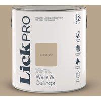 LickPro 2.5Ltr Beige 02 Vinyl Matt Emulsion Paint (431TM)