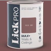 LickPro Max+ 1Ltr Red 06 Matt Emulsion Paint (432TM)