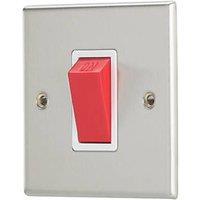 Contactum iConic 45A 1-Gang DP Control Switch Brushed Steel with White Inserts (433RK)