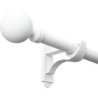 Rothley Matt White Extendable Curtain Pole with Orb Finials 28mm x 125-216cm (433YU)