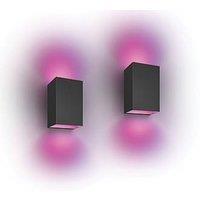 Philips Hue Resonate Outdoor LED Smart Up/Down Wall Lights Black 8W 1180lm 2 Pack (434JA)