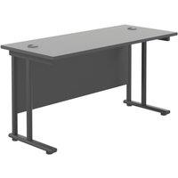 TC Group Aztec Twin Upright Rectangular Office Desk Black/Black 1400mm x 600mm (434TT)