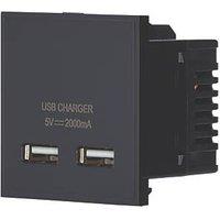 Contactum Media Modular 2.1A 10.5W 2-Outlet Type A USB Socket Black (435RK)