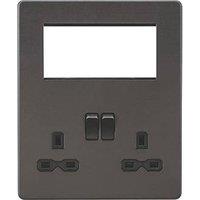 Knightsbridge 13A 2-Gang DP Combination Plate Smoked Bronze with Black Inserts (435VF)