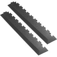 Garage Floor Tile Company Recycled X-Joint 7mm Interlocking Corner Ramps Black 587mm x 90mm 2 Pack (435YU)