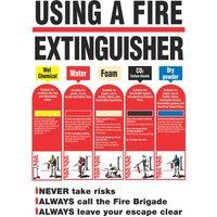 Non Photoluminescent "Using A Fire Extinguisher" Safety Poster 600mm x 420mm (43654)