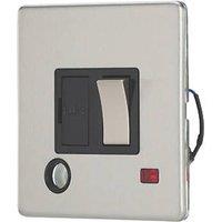 Contactum Lyric 13A Switched Fused Spur & Flex Outlet with Neon Brushed Steel with Black Inserts (437RR)