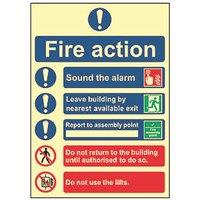 Essentials Photoluminescent "Fire Action Procedure" Sign 250mm x 350mm (438FG)
