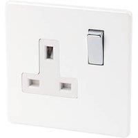 Varilight 13AX 1-Gang DP Switched Plug Socket Ice White with White Inserts (44074)