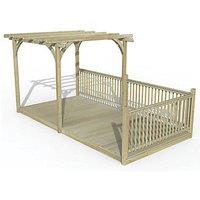 Forest Ultima 16' x 8' (Nominal) Flat Pergola & Decking Kit with 3 x Balustrades (3 Posts) (441FL)