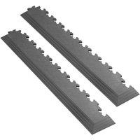 Garage Floor Tile Company Recycled X-Joint 7mm Interlocking Corner Ramps Graphite 585mm x 90mm 2 Pack (441YU)