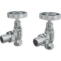 ETAL Rotor 15mm x 1/2" Chrome Angled Designer Manual Radiator Valve Head & Body 2 Pack (444YU)