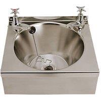 1 Bowl Stainless Steel Wall-Hung Washbasin & 2 Taps 340mm x 345mm (44537)