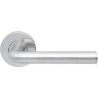 Jigtech Riva Lever on Rose Door Handles Pair Satin Chrome (445HP)