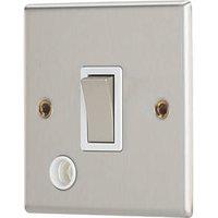 Contactum iConic 20A 1-Gang DP Control Switch & Flex Outlet Brushed Steel with White Inserts (445RP)
